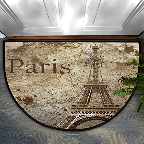 Vintage Eiffelturm halbrunde Fußmatte Paris Frankreich rutschfest weich halbrund Teppich waschbar langlebig Dekor Halbmond Herde Teppiche für Boden Innenbereich Wohnzimmer Schlafzimmer Küche Kamin von Pardick