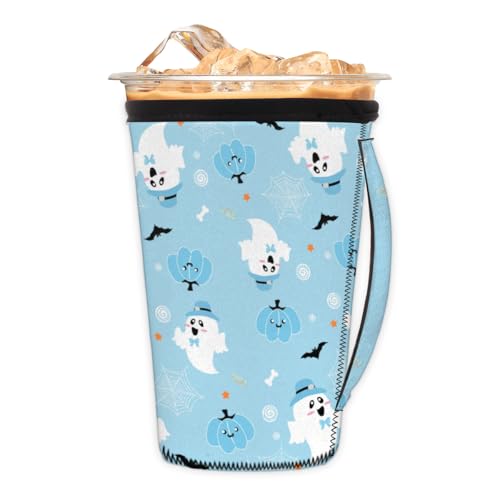 Wiederverwendbare Eiskaffeetassen-Hülle, Halloween, Geisterfledermäuse, Neopren, isolierte Ärmel, Becherhalter mit Griff, ideal für 850 ml – 907 ml Wiederverwendbare Eiskaffeetassen-Hülle, Halloween, Geisterfledermäuse, Neopren, isolierte Ärmel, Becherhalter mit Griff, ideal für 850 ml – 907 ml von Pardick