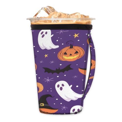 Wiederverwendbare Eiskaffeetassen-Hülle, Halloween, Kürbis, Neopren, isolierte Ärmel, Becherabdeckung, Halter, Cartoon-Kürbis-Kaffeetassenhülsen mit Griff für kalte Getränke, Becher, Urlaubsdekoration Wiederverwendbare Eiskaffeetassen-Hülle, Halloween, Kürbis, Neopren, isolierte Ärmel, Becherabdeckung, Halter, Cartoon-Kürbis-Kaffeetassenhülsen mit Griff für kalte Getränke, Becher, Urlaubsdekoration von Pardick