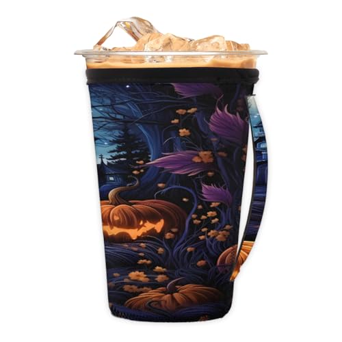 Wiederverwendbare Eiskaffeetassen-Hülle, Halloween, Nachtschloss, Neopren, isolierte Ärmel, Becherhalter mit Griff, ideal für 850 ml – 907 ml Wiederverwendbare Eiskaffeetassen-Hülle, Halloween, Nachtschloss, Neopren, isolierte Ärmel, Becherhalter mit Griff, ideal für 850 ml – 907 ml von Pardick