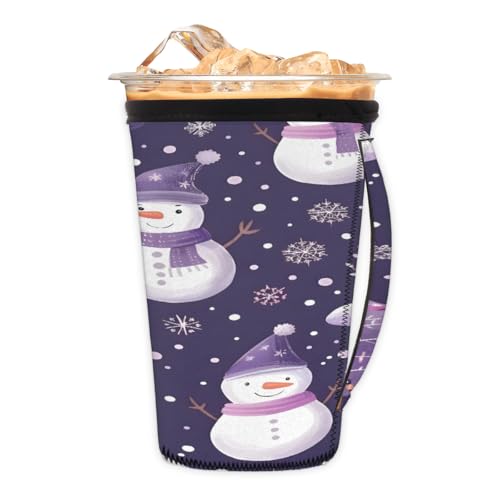 Wiederverwendbare Eiskaffeetassen-Hülle, Weihnachtsschneemann, Neopren, isolierte Ärmel, Becherhalter mit Griff, ideal für 850 ml – 907 ml Wiederverwendbare Eiskaffeetassen-Hülle, Weihnachtsschneemann, Neopren, isolierte Ärmel, Becherhalter mit Griff, ideal für 850 ml – 907 ml von Pardick