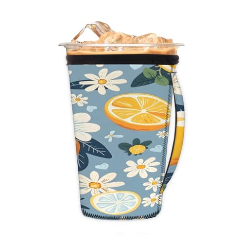Wiederverwendbare Eiskaffeetassenhülle, Gänseblümchen, Zitrone, Neopren, isoliert, Becherhalter mit Griff, ideal für 680 ml – 794 ml Wiederverwendbare Eiskaffeetassenhülle, Gänseblümchen, Zitrone, Neopren, isoliert, Becherhalter mit Griff, ideal für 680 ml – 794 ml von Pardick