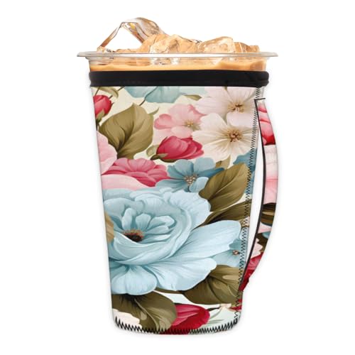 Wiederverwendbare Eiskaffeetassenhülle, Pfingstrosen, Neopren, isolierte Hüllen mit Griff, ideal für 850 ml - 907 ml Wiederverwendbare Eiskaffeetassenhülle, Pfingstrosen, Neopren, isolierte Hüllen mit Griff, ideal für 850 ml - 907 ml von Pardick