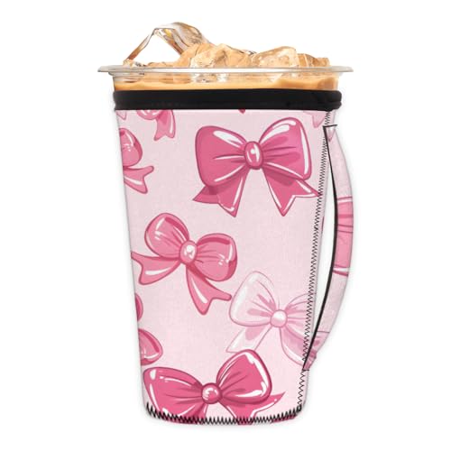 Wiederverwendbare Eiskaffeetassenhülle, bunte Schleifen, Neopren, isolierte Hülsen, Tassenabdeckung, Halter, Kaffeetassenhüllen mit Griff für kalte Getränke, Becher, 680 - 794 ml Wiederverwendbare Eiskaffeetassenhülle, bunte Schleifen, Neopren, isolierte Hülsen, Tassenabdeckung, Halter, Kaffeetassenhüllen mit Griff für kalte Getränke, Becher, 680 - 794 ml von Pardick