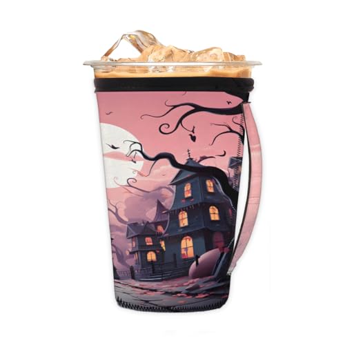 Wiederverwendbare Eiskaffeetassenhülle, rosa, Halloween, Neopren, isolierte Hüllen mit Griff, ideal für 680 ml – 800 ml Wiederverwendbare Eiskaffeetassenhülle, rosa, Halloween, Neopren, isolierte Hüllen mit Griff, ideal für 680 ml – 800 ml von Pardick