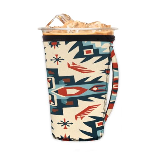 Wiederverwendbare Eiskaffeetassenhülle Azteken-Western-Neopren-isolierte Hüllen Becherhalter mit Griff, ideal für 680 ml – 794 ml Wiederverwendbare Eiskaffeetassenhülle Azteken-Western-Neopren-isolierte Hüllen Becherhalter mit Griff, ideal für 680 ml – 794 ml von Pardick