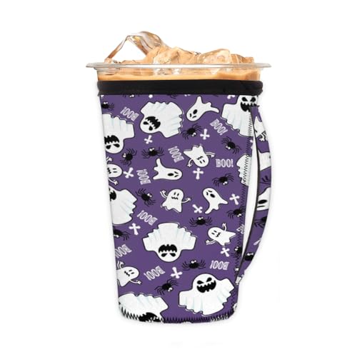 Wiederverwendbare Eiskaffeetassenhülle Halloween Boo Ghost Neopren isolierte Hüllen Becherhalter mit Griff Idee für 680 ml - 794 ml Wiederverwendbare Eiskaffeetassenhülle Halloween Boo Ghost Neopren isolierte Hüllen Becherhalter mit Griff Idee für 680 ml - 794 ml von Pardick