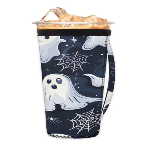Wiederverwendbare Eiskaffeetassenhülle Halloween Geist Neopren isolierte Hüllen Becherhalter mit Griff Idee für 850 ml - 907 ml Wiederverwendbare Eiskaffeetassenhülle Halloween Geist Neopren isolierte Hüllen Becherhalter mit Griff Idee für 850 ml - 907 ml von Pardick