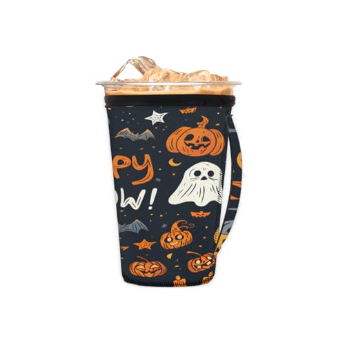 Wiederverwendbare Eiskaffeetassenhülle Happy Halloween Neopren isolierte Hüllen Becherhalter mit Griff Idee für 473 ml - 510 ml Wiederverwendbare Eiskaffeetassenhülle Happy Halloween Neopren isolierte Hüllen Becherhalter mit Griff Idee für 473 ml - 510 ml von Pardick