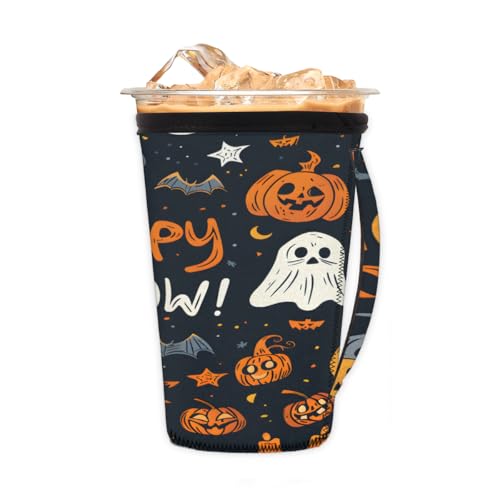 Wiederverwendbare Eiskaffeetassenhülle Happy Halloween Neopren isolierte Hüllen Becherhalter mit Griff Idee für 680 ml - 794 ml Wiederverwendbare Eiskaffeetassenhülle Happy Halloween Neopren isolierte Hüllen Becherhalter mit Griff Idee für 680 ml - 794 ml von Pardick