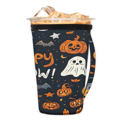 Wiederverwendbare Eiskaffeetassenhülle Happy Halloween Neopren isolierte Hüllen Becherhalter mit Griff Idee für 850 ml - 907 ml Wiederverwendbare Eiskaffeetassenhülle Happy Halloween Neopren isolierte Hüllen Becherhalter mit Griff Idee für 850 ml - 907 ml von Pardick