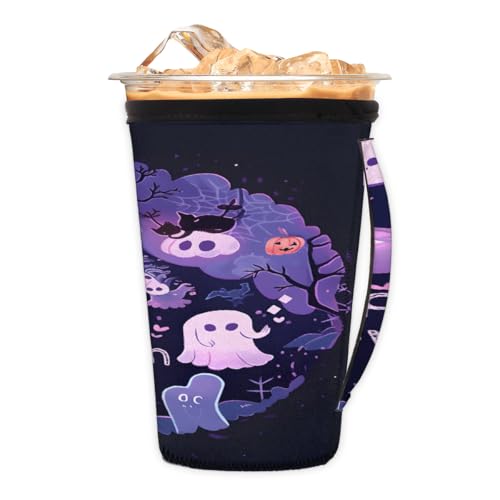 Wiederverwendbare Eiskaffeetassenhülle Happy Halloween Night Neopren isolierte Hüllen Becherhalter mit Griff Idee für 850 ml - 907 ml Wiederverwendbare Eiskaffeetassenhülle Happy Halloween Night Neopren isolierte Hüllen Becherhalter mit Griff Idee für 850 ml - 907 ml von Pardick