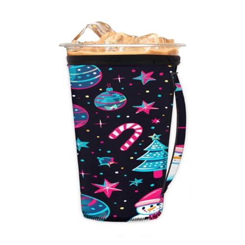 Wiederverwendbare Eiskaffeetassenhülle Schneemann Weihnachten Neopren isolierte Hüllen Becherhalter mit Griff Idee für 680 ml - 794 ml Wiederverwendbare Eiskaffeetassenhülle Schneemann Weihnachten Neopren isolierte Hüllen Becherhalter mit Griff Idee für 680 ml - 794 ml von Pardick