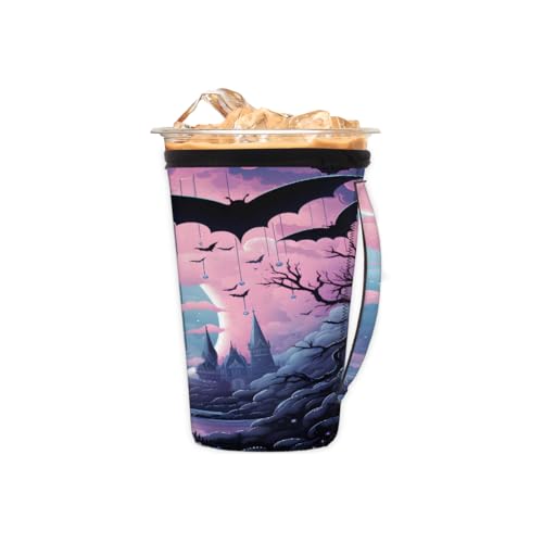 Wiederverwendbare Eiskaffeetassenhülle für Halloween, Nacht, Neopren, isoliert, Becherhalter mit Griff, ideal für 473 ml – 510 ml Wiederverwendbare Eiskaffeetassenhülle für Halloween, Nacht, Neopren, isoliert, Becherhalter mit Griff, ideal für 473 ml – 510 ml von Pardick