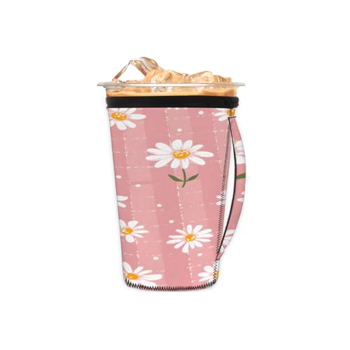 Wiederverwendbare Eiskaffeetassenhülle mit Blume, Gänseblümchen, Neopren, isoliert, Becherhalter mit Griff, ideal für 473 ml – 510 ml Wiederverwendbare Eiskaffeetassenhülle mit Blume, Gänseblümchen, Neopren, isoliert, Becherhalter mit Griff, ideal für 473 ml – 510 ml von Pardick