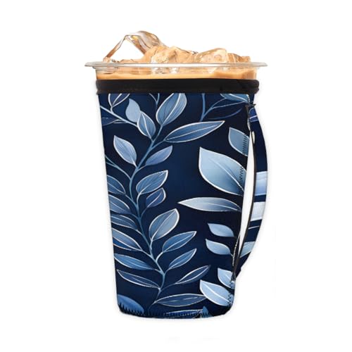 Wiederverwendbare Eiskaffeetassenhülse, Blattpflanzen, Neopren, isoliert, Becherhalter mit Griff, ideal für 680 ml – 800 ml Wiederverwendbare Eiskaffeetassenhülse, Blattpflanzen, Neopren, isoliert, Becherhalter mit Griff, ideal für 680 ml – 800 ml von Pardick