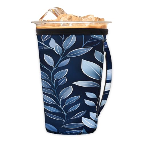Wiederverwendbare Eiskaffeetassenhülse, Blattpflanzen, Neopren, isoliert, Becherhalter mit Griff, ideal für 850 ml - 907 ml Wiederverwendbare Eiskaffeetassenhülse, Blattpflanzen, Neopren, isoliert, Becherhalter mit Griff, ideal für 850 ml - 907 ml von Pardick