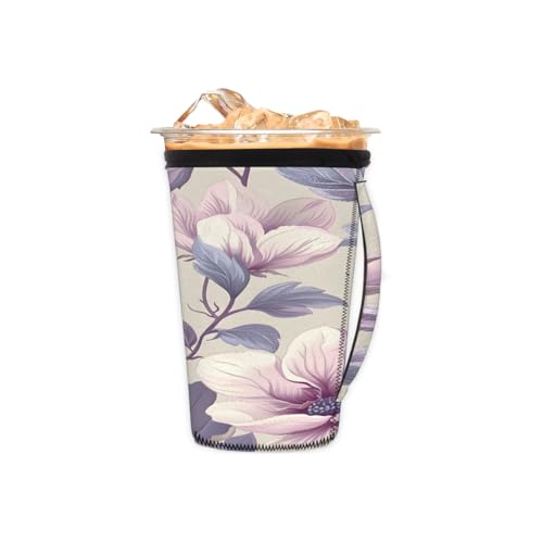 Wiederverwendbare Eiskaffeetassenhülse Blumen Blatt Neopren isolierte Hüllen Becherhalter mit Griff Idee für 473 ml - 510 ml Wiederverwendbare Eiskaffeetassenhülse Blumen Blatt Neopren isolierte Hüllen Becherhalter mit Griff Idee für 473 ml - 510 ml von Pardick