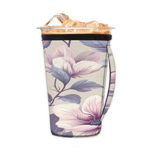 Wiederverwendbare Eiskaffeetassenhülse Blumen Blatt Neopren isolierte Hüllen Becherhalter mit Griff Idee für 680 ml - 794 ml Wiederverwendbare Eiskaffeetassenhülse Blumen Blatt Neopren isolierte Hüllen Becherhalter mit Griff Idee für 680 ml - 794 ml von Pardick