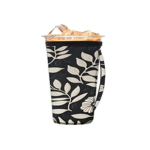 Wiederverwendbare Eiskaffeetassenhülse mit Blättern, Blumen, geometrisches Neopren, isoliert, Becherhalter mit Griff, ideal für 473 ml – 510 ml Wiederverwendbare Eiskaffeetassenhülse mit Blättern, Blumen, geometrisches Neopren, isoliert, Becherhalter mit Griff, ideal für 473 ml – 510 ml von Pardick