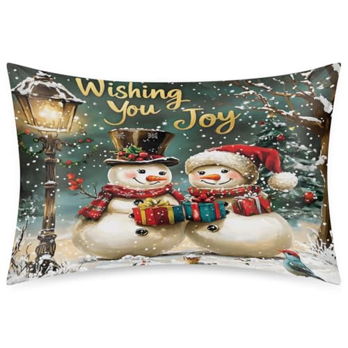 Winter-Schneemann-Satin-Kissenbezug für Haar und Haut, Queen-Size-Größe, Seidenkissenbezug mit Reißverschluss, 50,8 x 76,2 cm, kühlender Kissenbezug für Schlafzimmer, Sofa Winter-Schneemann-Satin-Kissenbezug für Haar und Haut, Queen-Size-Größe, Seidenkissenbezug mit Reißverschluss, 50,8 x 76,2 cm, kühlender Kissenbezug für Schlafzimmer, Sofa von Pardick