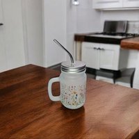 Frosted Glas Einmachglas Mit Deckel Und Strohhalm - 400Ml Wiederverwendbarer Trinkbecher Umweltfreundlicher Milchiger Becher von PariHaus