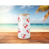 Kirschglas Becher Mit Deckel & Strohhalm Gefrosteter Borosilikatglas Kirschglas Becher Mit Deckel & Strohhalm Gefrosteter Borosilikatglas von PariHaus