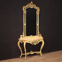 Große Konsole Mit Spiegel Möbel Lackiert Antik Stil Louis Xv 900 20 Jahrhundert von ParinoAntiques