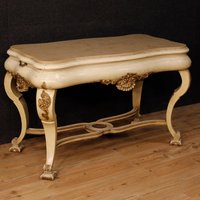 Holländisch Tisch Aus Lackiertem Und Vergoldetem Holz Mit Marmorplatte von ParinoAntiques