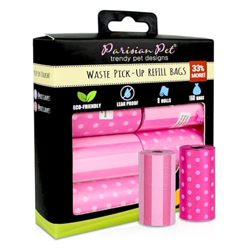 Parisian Pet Umweltfreundliche Hundekotbeutel Rollen – 160 Stück geruchlose Kotbeutel für Hunde – auslaufsicher, extra dick, 8 Hundekotbeutel Nachfüllrollen – Streifen Punkte Rosa Hundekotbeutel Parisian Pet Umweltfreundliche Hundekotbeutel Rollen – 160 Stück geruchlose Kotbeutel für Hunde – auslaufsicher, extra dick, 8 Hundekotbeutel Nachfüllrollen – Streifen Punkte Rosa Hundekotbeutel von Parisian Pet