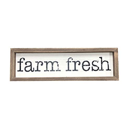 Parisloft Farm Fresh Schild aus massivem Kiefernholz, gerahmt, rustikale Bauernhaus-Dekorationen von Parisloft