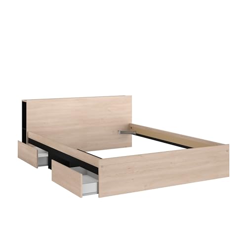 Doppelbett Brüssel, 148 cm, 2 Regale, 2 Schubladen, 1 Stauraum, Schwarz/Eiche Doppelbett Brüssel, 148 cm, 2 Regale, 2 Schubladen, 1 Stauraum, Schwarz/Eiche von Parisot