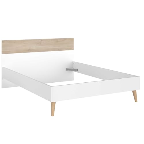 Erwachsenenbett - AALBORG - 140 x 190 cm - Weiß / Eiche - PARISOT von Parisot