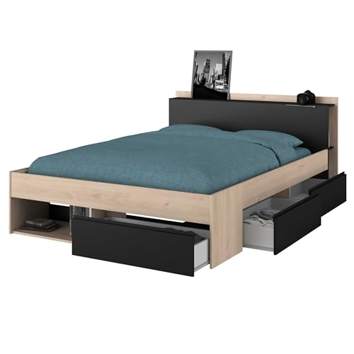 Parisot Doppelbett Most Eiche Jackson/schwarz von Parisot