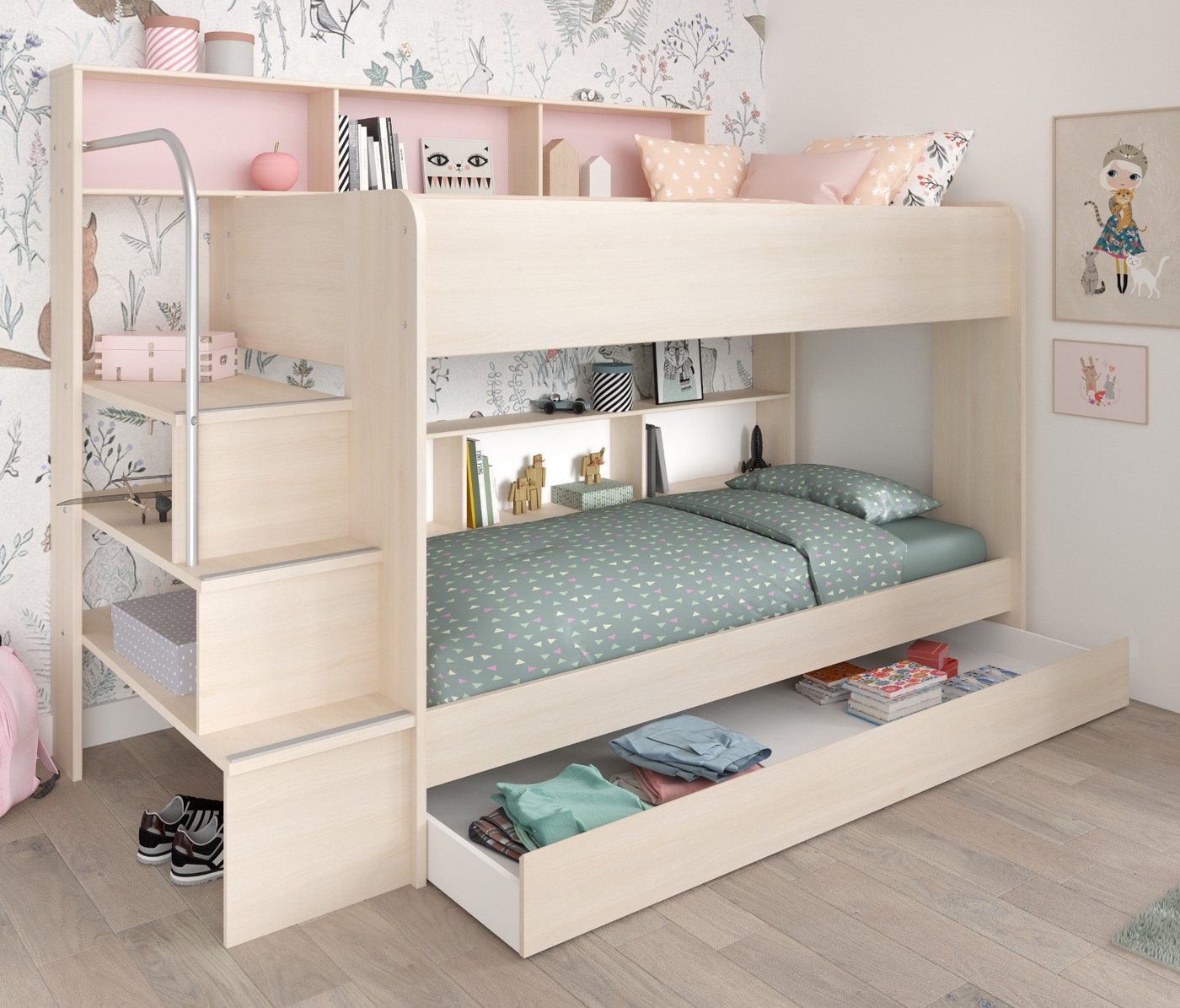 Parisot Etagenbett Bibop (Hochbett mit 2 Liegeflächen (90x200 cm), mit Bettschublade / Gästebett), kein extra Lattenrost erforderlich Parisot Etagenbett Bibop (Hochbett mit 2 Liegeflächen (90x200 cm), mit Bettschublade / Gästebett), kein extra Lattenrost erforderlich von Parisot
