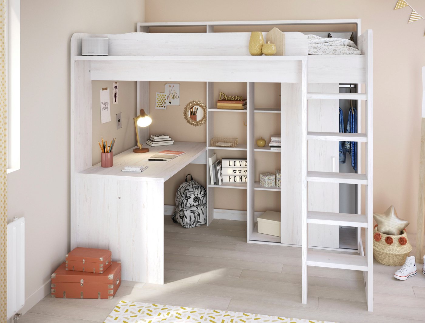Parisot Hochbett Higher inkl. Schrank, Schreibtisch und Regal Parisot Hochbett Higher inkl. Schrank, Schreibtisch und Regal von Parisot