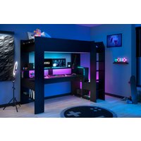 Parisot Hochbett "Gaming-Bett, mit Schreibtisch, USB Anschluss, LED, viel Stauraum" von Parisot