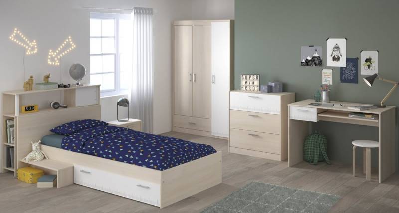 Parisot Jugendzimmer-Set Charly, (Kinderzimmer Komplett-Set, 6-tlg., mit Bett 90 x 200), 3-türiger Kleiderschrank Parisot Jugendzimmer-Set Charly, (Kinderzimmer Komplett-Set, 6-tlg., mit Bett 90 x 200), 3-türiger Kleiderschrank von Parisot