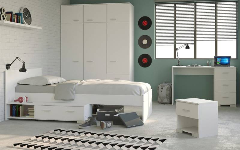 Parisot Jugendzimmer-Set Galaxy, (Kinderzimmer in weiß, Komplett-Set 5-teilig), mit 6-türigem Kleiderschrank von Parisot