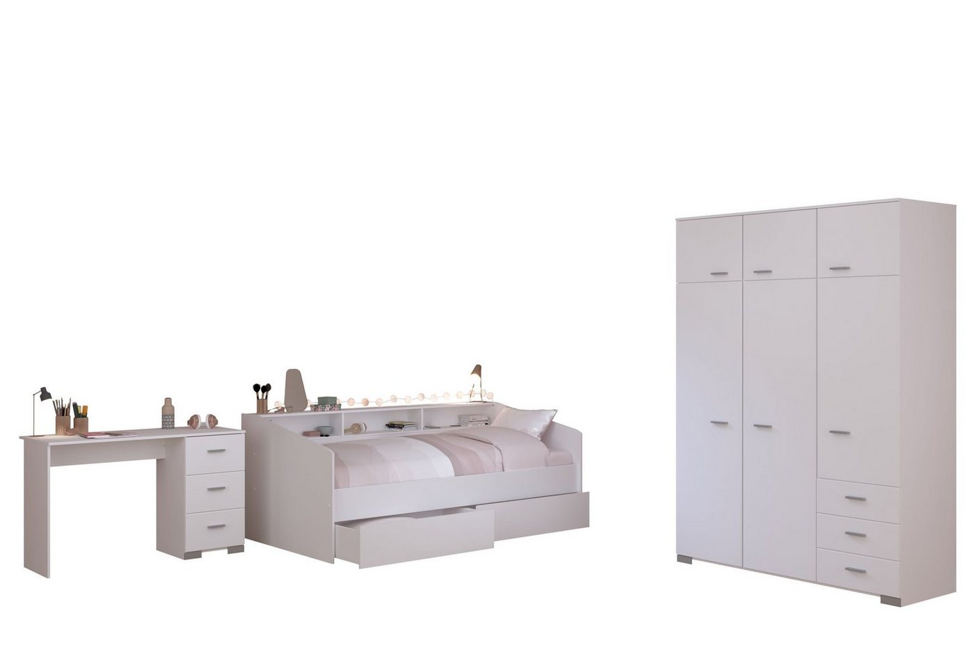Parisot Jugendzimmer-Set Sleep 3-tlg inkl. Bett mit Bettkästen + Kleiderschrank + Schreibtisch, (3-tlg) von Parisot