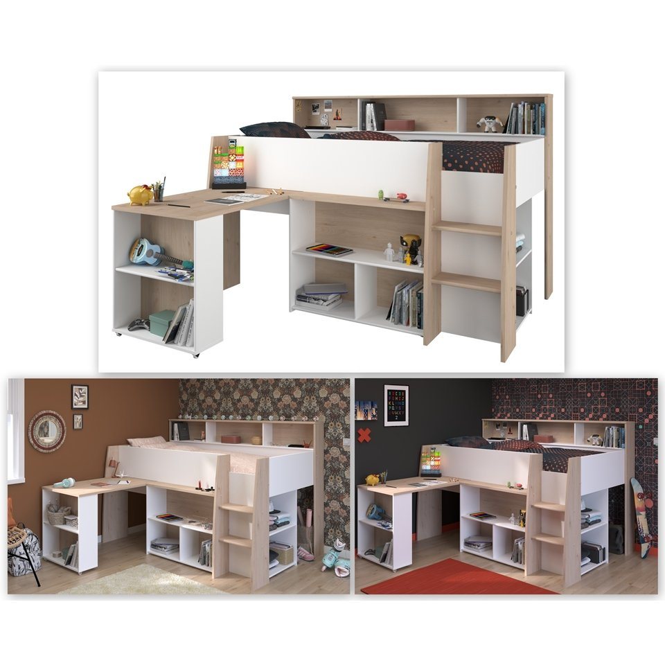 Parisot Jugendzimmer-Set Parisot Lucas Kinder und Jugendzimmer Hochbett Weiß/Eiche Nachbildung Parisot Jugendzimmer-Set Parisot Lucas Kinder und Jugendzimmer Hochbett Weiß/Eiche Nachbildung von Parisot