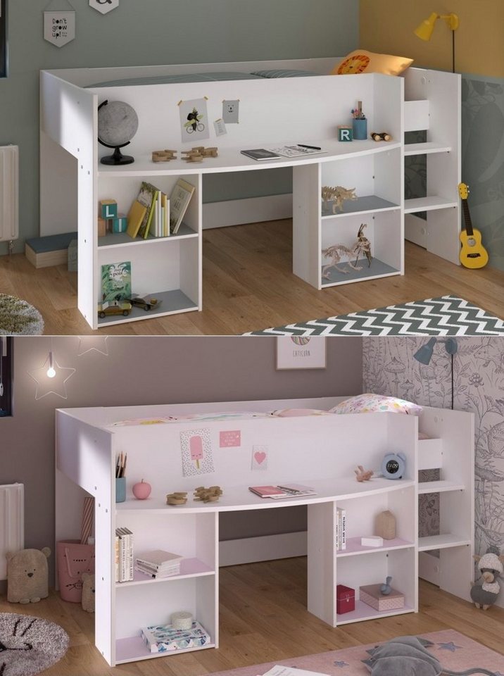 Parisot Jugendzimmer-Set Pirouette, (Komplett Set, 1-St., Hochbett, wahlweise mit Schrank, Kommode, Schreibtisch), verschiedene Zusammenstellungen wählbar! von Parisot