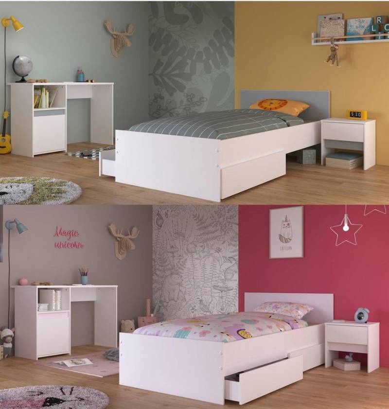 Parisot Jugendzimmer-Set Pirouette, (Komplett Set, 4-St., in verschiedenen Zusammenstellungen wählbar), Farbige Einsätze drehbar Rosa / Grau von Parisot