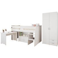 Parisot Jugendzimmer-Set "Reverse 12", (2 tlg., Hochbett mit Schreibtisch und Kommode + Kleiderschrank, 2-türig), viel Stauraum, platzsparend, Schreibtisch und Kommode integriert von Parisot