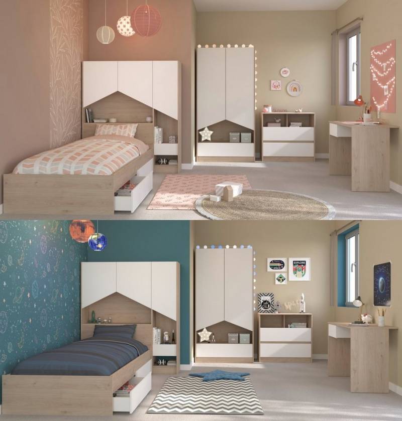Parisot Jugendzimmer-Set Shelter, (komplett Set, 6-St., in verschiedenen Zusammenstellungen wählbar), abgeschrägte Türen von Parisot