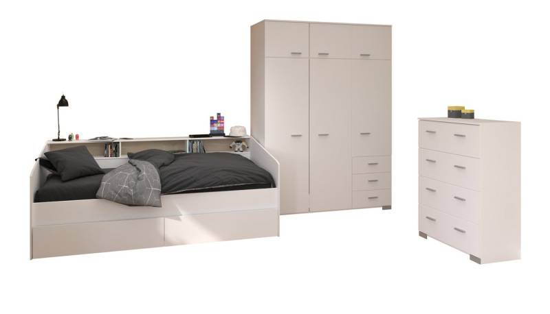 Parisot Jugendzimmer-Set Sleep, (Kinderzimmer Komplett-Set in weiß, 4-teilig), mit 6-türigem Kleiderschrank von Parisot