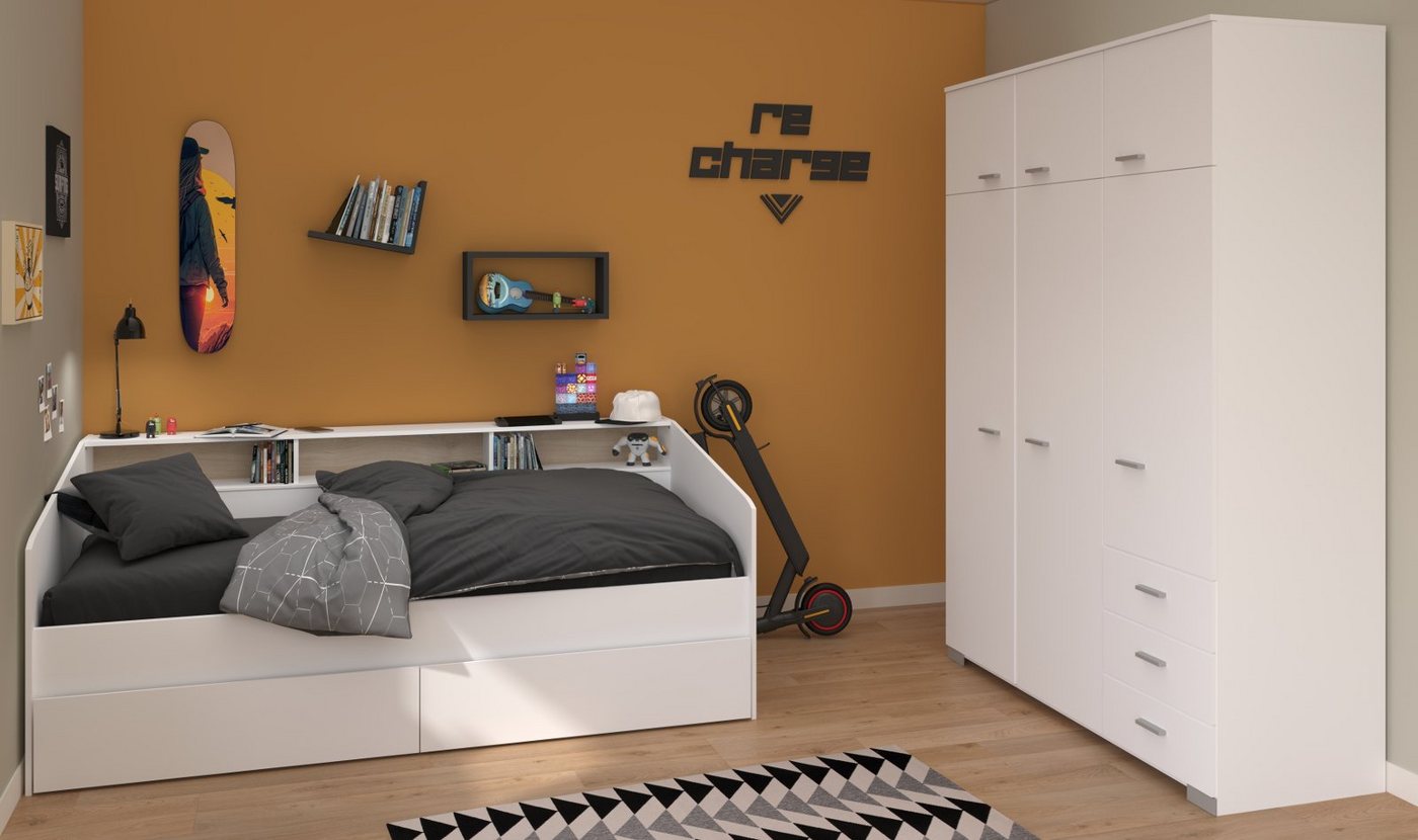 Parisot Jugendzimmer-Set Sleep, (Kinderzimmer Set in weiß, Stauraumbett und Kleiderschrank), mit viel Stauraum von Parisot