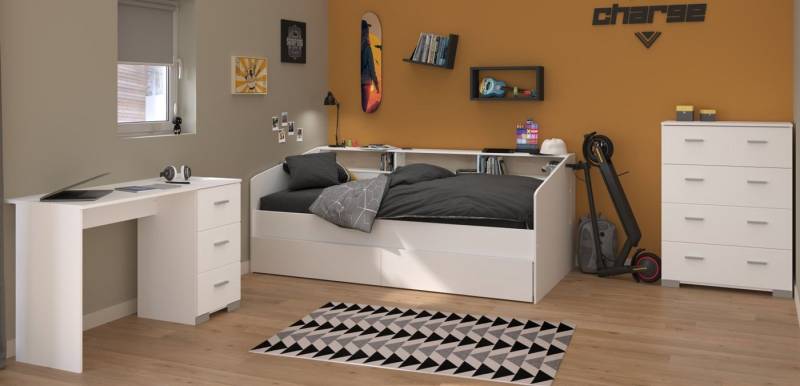 Parisot Jugendzimmer-Set Sleep, (mit Stauraumbett, Kommode und Schreibtisch, Set 3-teilig), mit viel Stauraum von Parisot