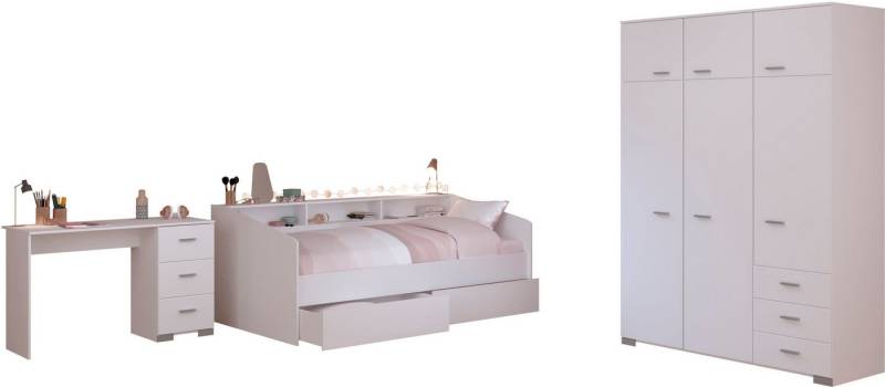 Parisot Jugendzimmer-Set Sleep 42, (Set, 4-tlg), Rückwände der Fächer am Bett drehbar von Parisot