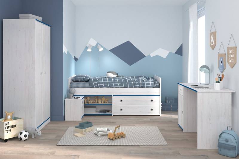Parisot Jugendzimmer-Set Smoozy, (Komplett Set, 4-St., in verschiedenen Zusammenstellungen wählbar), Kanten in Blau ODER Pink, bei Aufbau frei wählbar! von Parisot